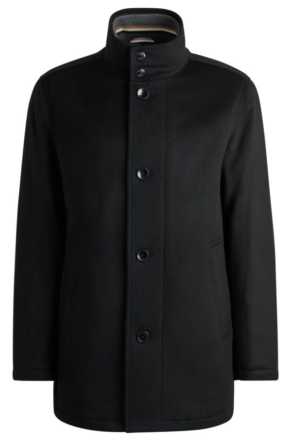 Hugo Boss Manteau Relaxed court en laine vierge et cachemire