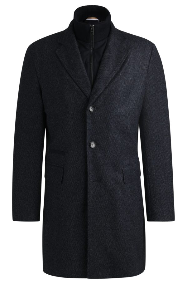 Hugo Boss Manteau Slim à chevrons avec intérieur zippé amovible