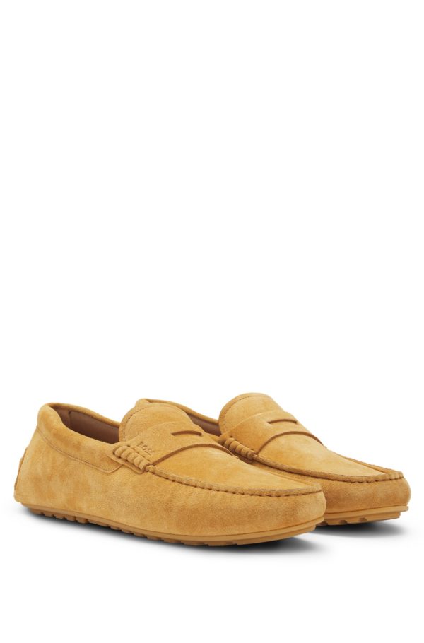 Hugo Boss Mocassins confectionnés au Portugal en cuir suédé avec finition Penny