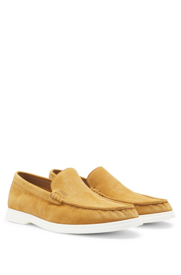 Hugo Boss Mocassins en cuir suédé avec semelle extérieure contrastante