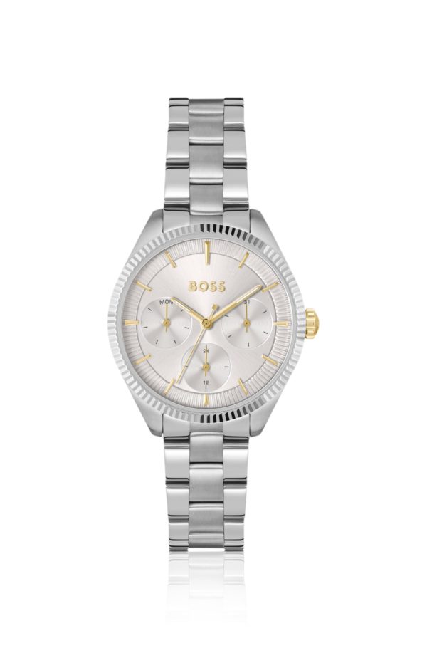 Hugo Boss Montre argentée à lunette cannelée