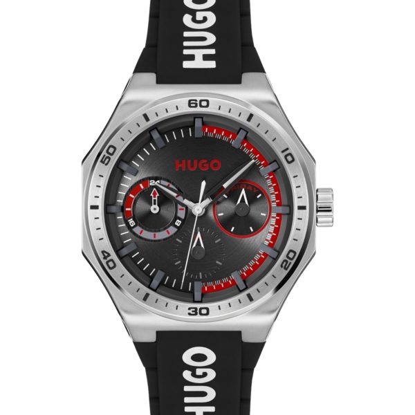 Hugo Boss Montre argentée avec bracelet logoté en silicone
