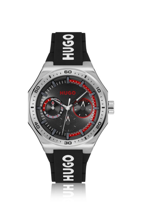 Hugo Boss Montre argentée avec bracelet logoté en silicone