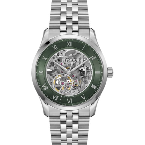 Hugo Boss Montre automatique en acier inoxydable à cadran squelette