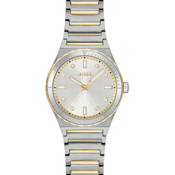 Montre bicolore à cadran blanc argenté – Hugo Boss