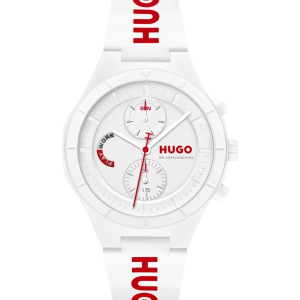 Hugo Boss Montre blanche avec bracelet en silicone logoté