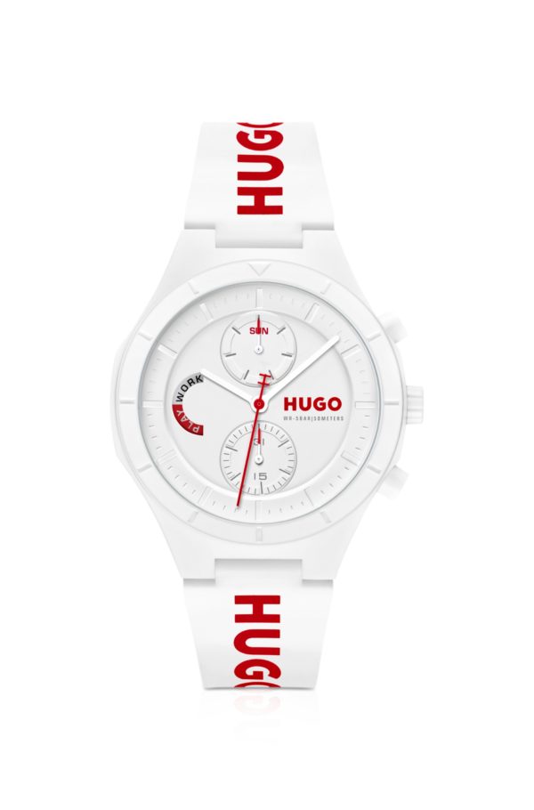 Hugo Boss Montre blanche avec bracelet en silicone logoté