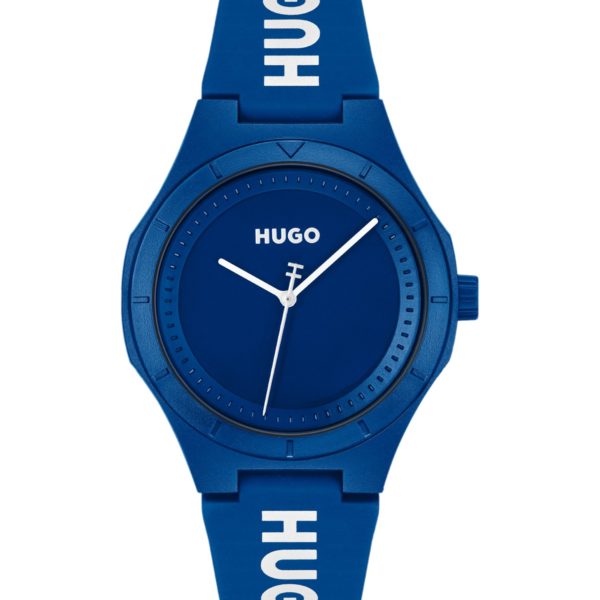 Hugo Boss Montre bleue avec bracelet en silicone logoté