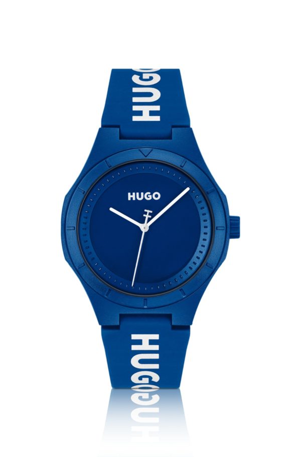 Hugo Boss Montre bleue avec bracelet en silicone logoté