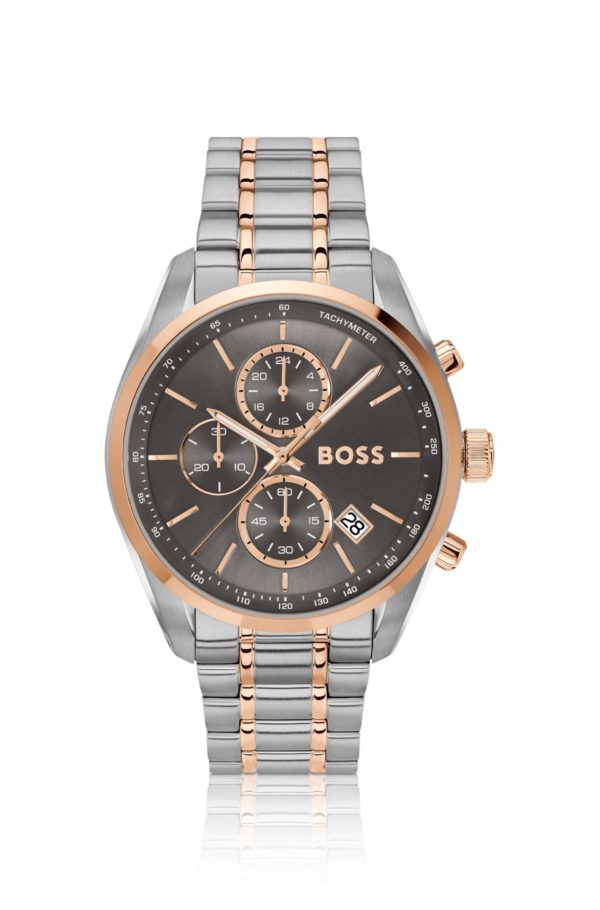 Hugo Boss Montre chronographe bicolore à cadran gris