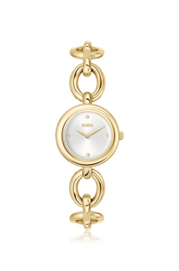 Hugo Boss Montre dorée avec bracelet à anneaux