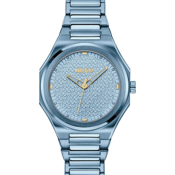 Hugo Boss Montre en acier bleu avec cadran à logo texturé
