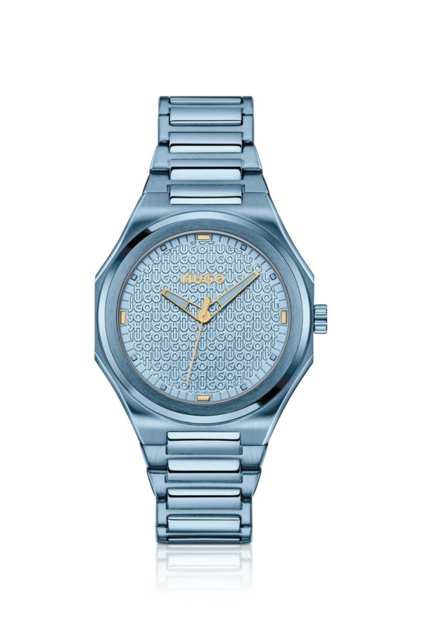 Hugo Boss Montre en acier bleu avec cadran à logo texturé