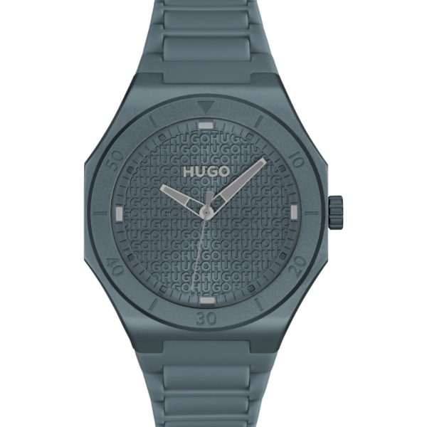 Hugo Boss Montre en aluminium bleu avec cadran à logo texturé