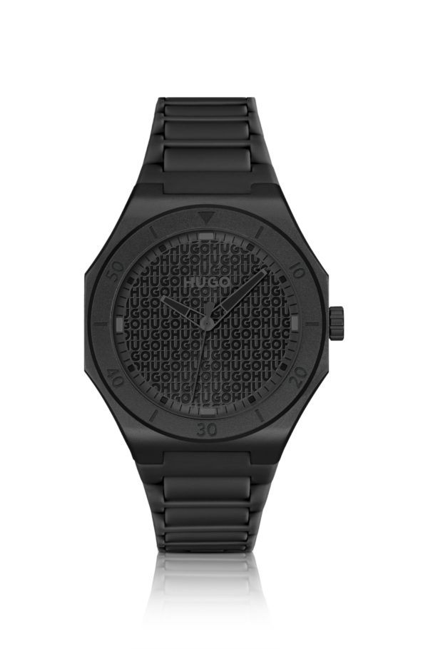 Hugo Boss Montre en aluminium noir avec cadran à logo texturé