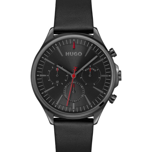 Hugo Boss Montre en plaqué gris avec bracelet en cuir noir