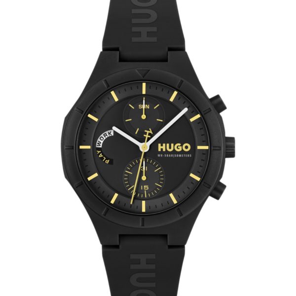 Hugo Boss Montre noire avec bracelet en silicone logoté