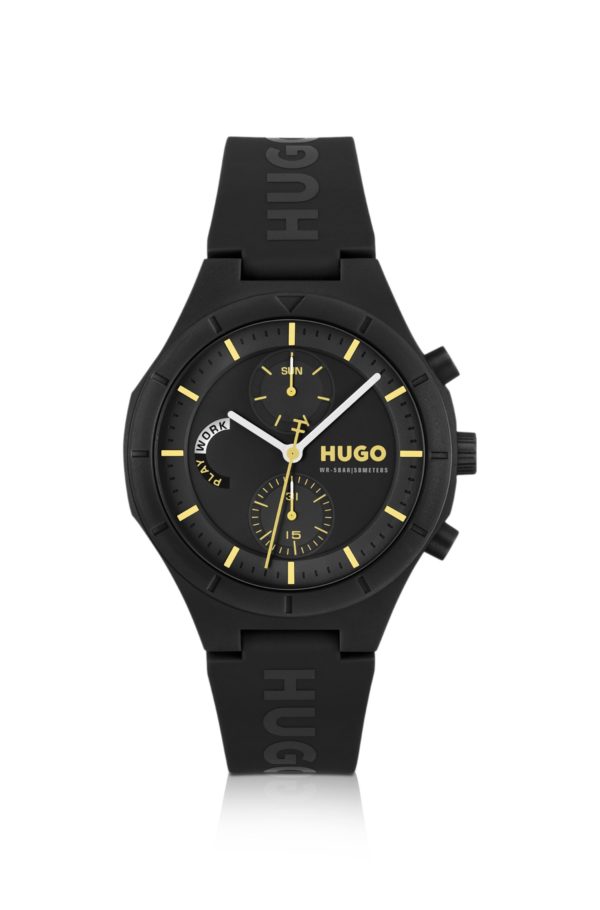 Hugo Boss Montre noire avec bracelet en silicone logoté