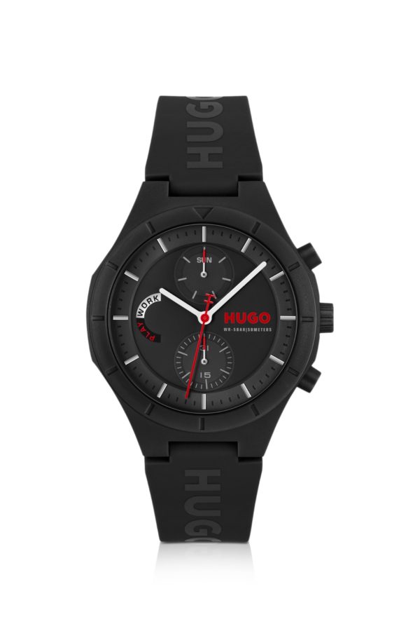 Hugo Boss Montre noire avec bracelet en silicone logoté