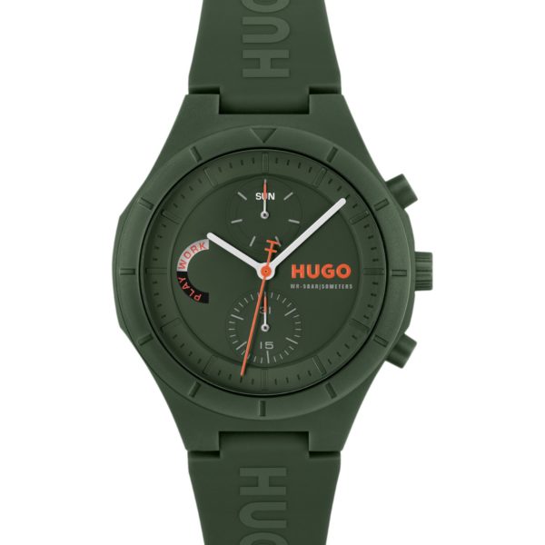 Hugo Boss Montre verte avec bracelet en silicone logoté