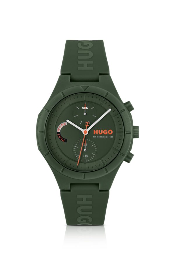 Hugo Boss Montre verte avec bracelet en silicone logoté