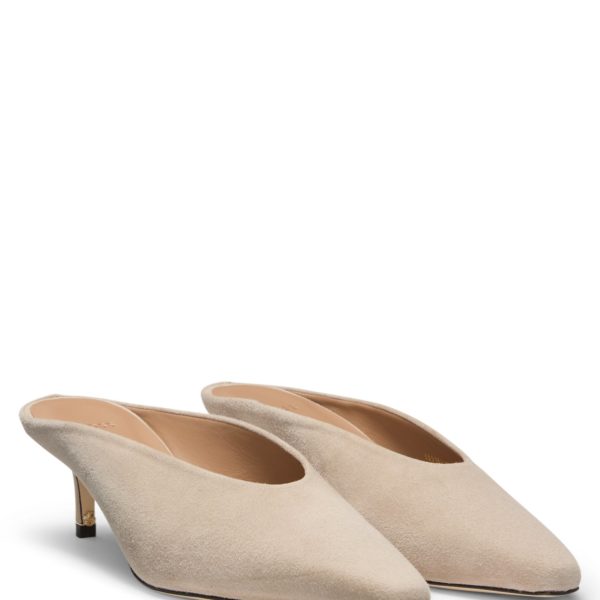 Hugo Boss Mules en cuir suédé à petit talon et monogramme Double B