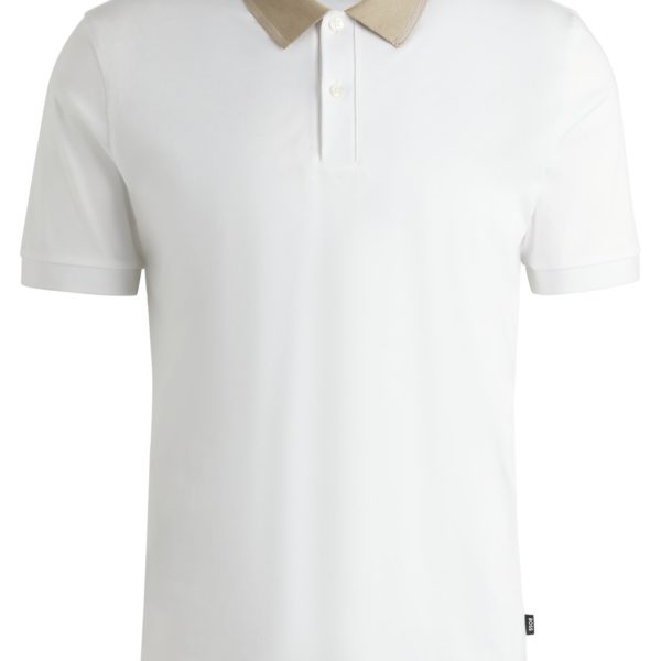Hugo Boss Polo Slim en coton mercerisé avec col à rayures