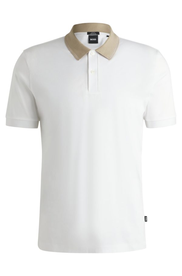 Hugo Boss Polo Slim en coton mercerisé avec col à rayures