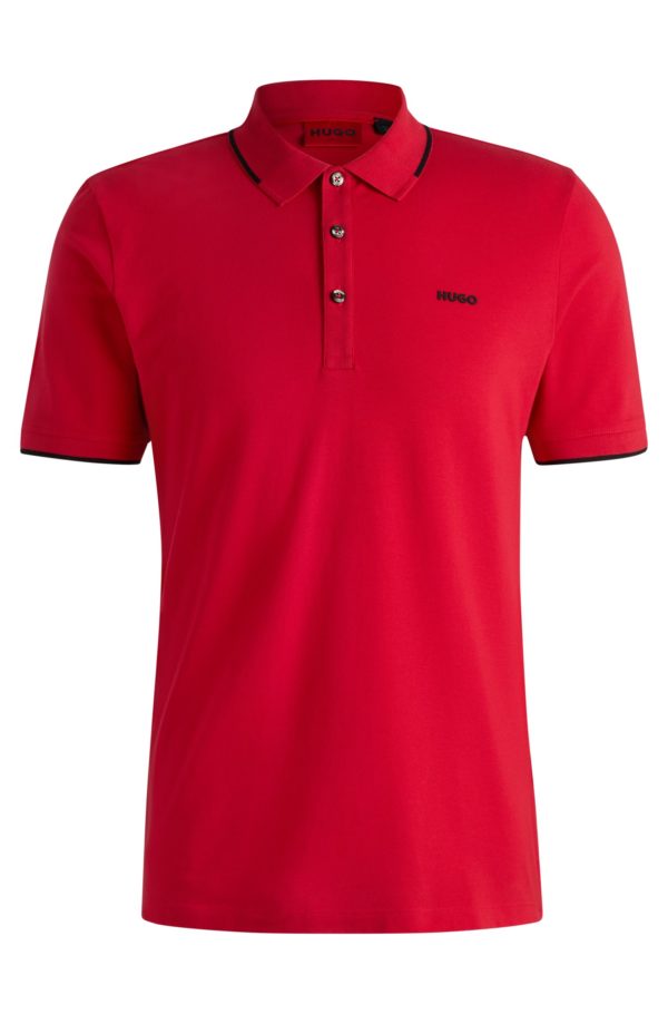 Hugo Boss Polo ajusté en coton stretch avec logo imprimé