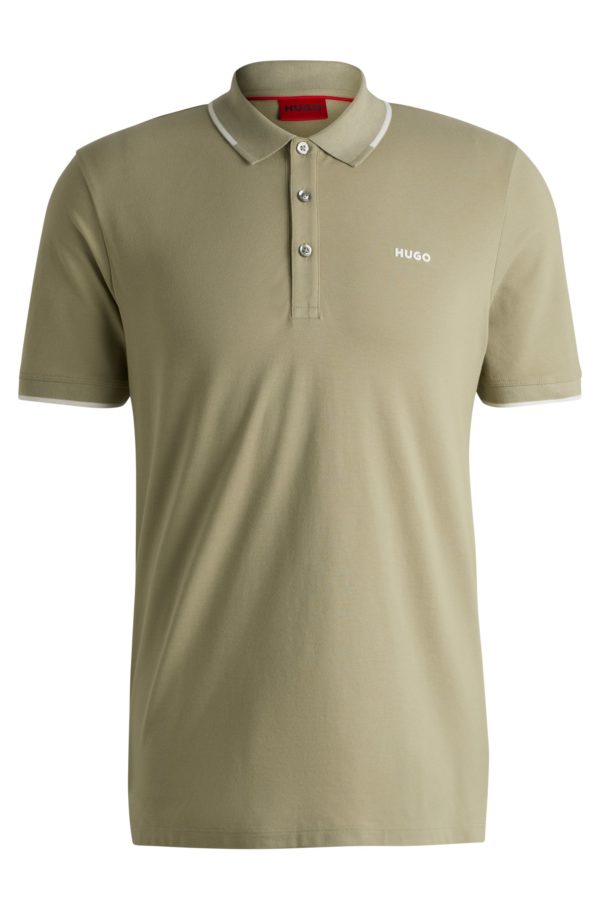 Hugo Boss Polo ajusté en coton stretch avec logo imprimé