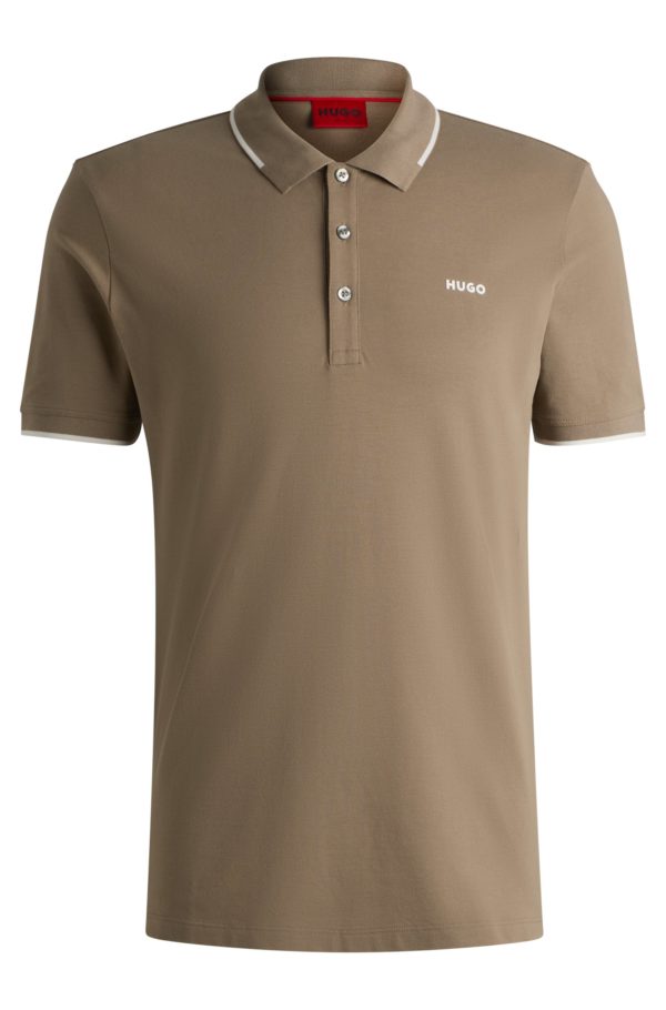 Hugo Boss Polo ajusté en coton stretch avec logo imprimé