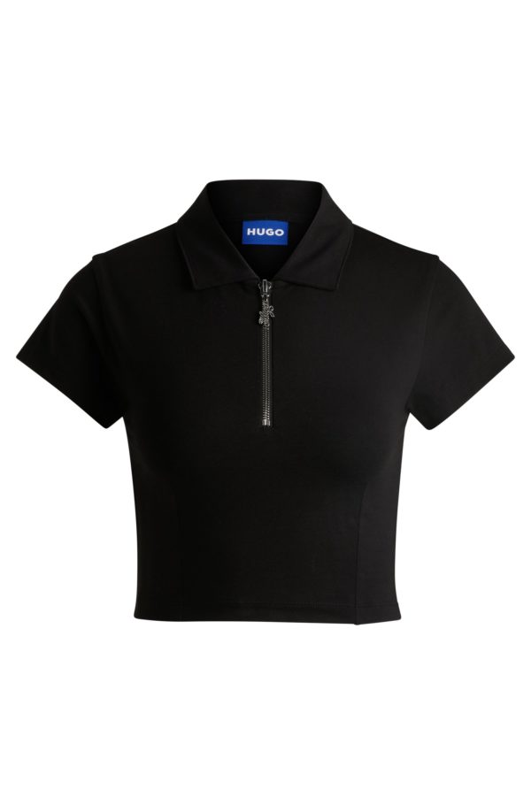 Hugo Boss Polo court en coton stretch avec patte zippée
