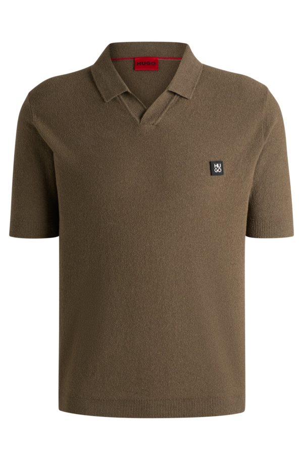 Hugo Boss Polo en maille de coton mélangé à col Johnny