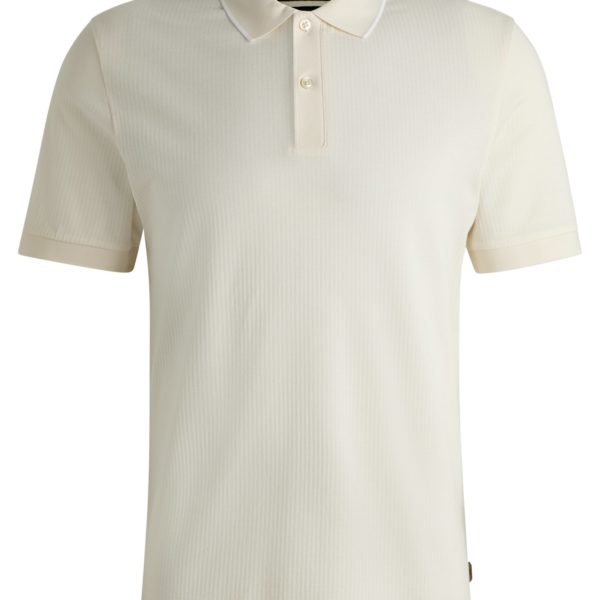 Hugo Boss Polo en soie et coton avec rayures structurées
