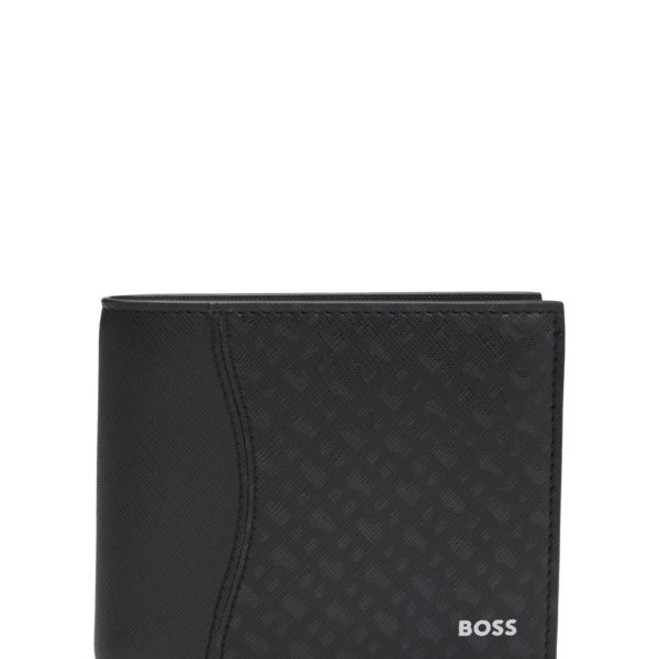 Portefeuille à trois volets structuré avec motif monogrammé – Hugo Boss