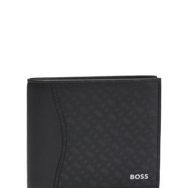 Portefeuille structuré à deux volets et motif monogramme – Hugo Boss