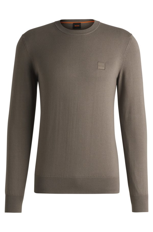 Hugo Boss Pull Regular en coton et cachemire avec patch logoté