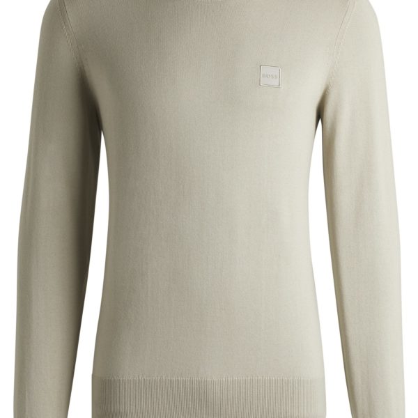 Hugo Boss Pull Regular en coton et cachemire avec patch logoté