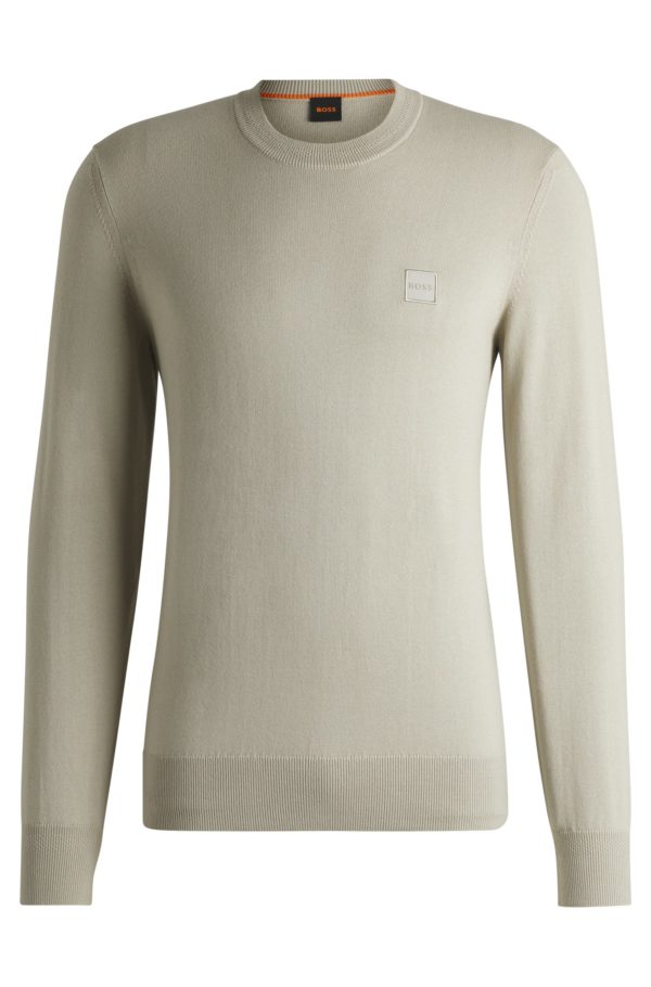 Hugo Boss Pull Regular en coton et cachemire avec patch logoté