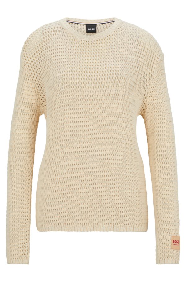 Hugo Boss Pull d’équitation en coton avec patch logo en silicone