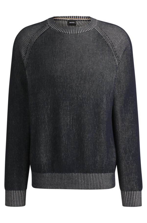 Hugo Boss Pull en coton et lin en maille à rayures