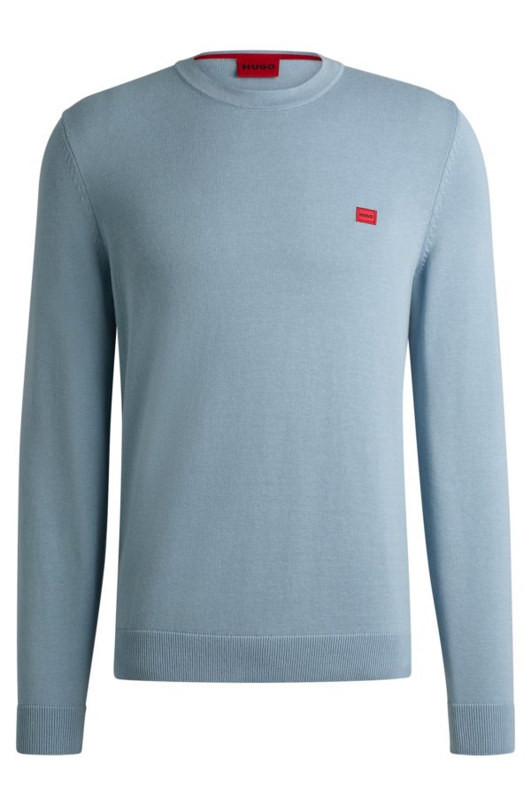 Hugo Boss Pull en coton avec étiquette logotée rouge