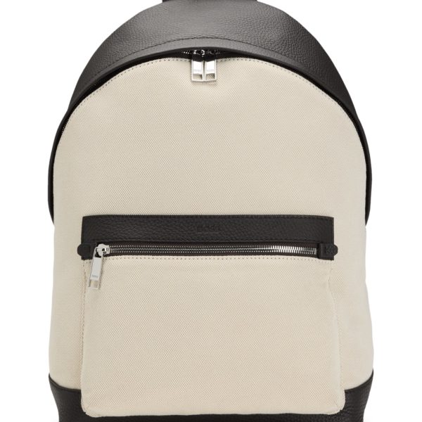 Hugo Boss Sac à dos en toile avec finitions en cuir
