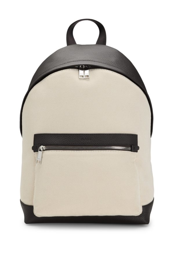 Hugo Boss Sac à dos en toile avec finitions en cuir