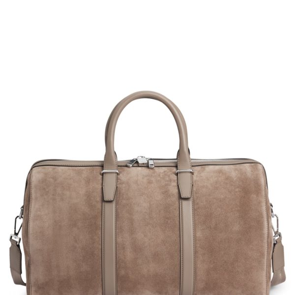 Sac de voyage en cuir suédé avec finitions en cuir lisse – Hugo Boss