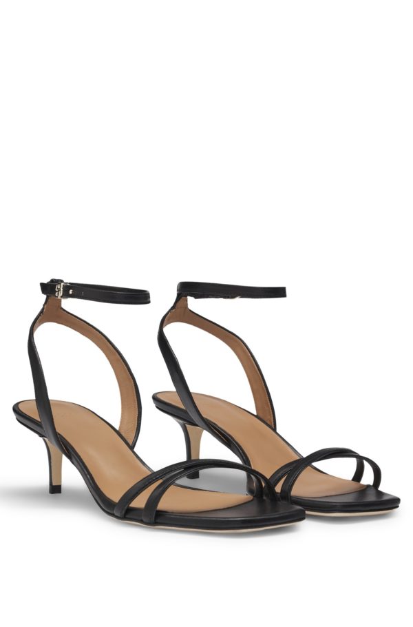 Hugo Boss Sandales en cuir avec breloque monogramme Double B