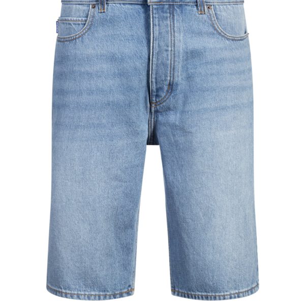 Hugo Boss Short à la coupe droite en denim stone-washed bleu