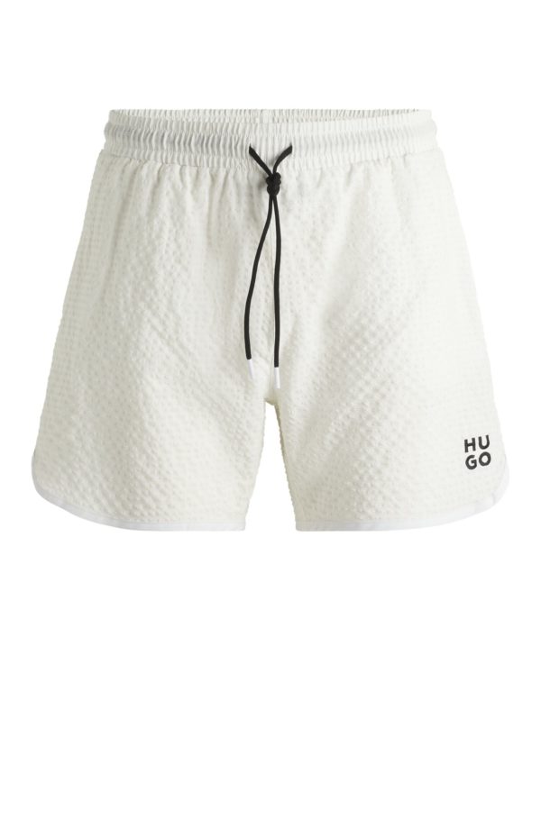 Hugo Boss Short de bain à la structure gaufrée avec logo brodé revisité
