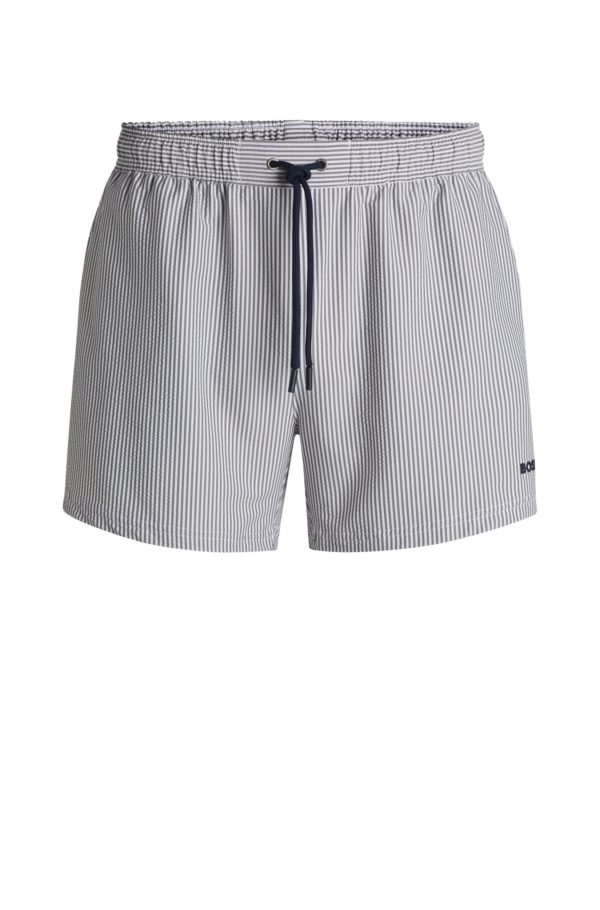 Hugo Boss Short de bain en seersucker à rayures