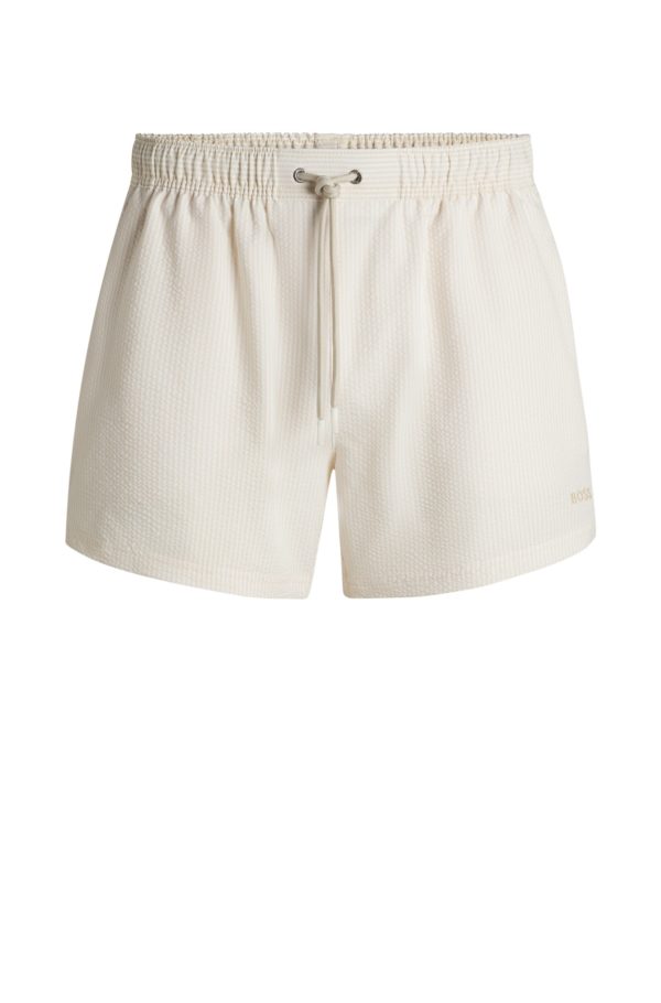 Hugo Boss Short de bain en seersucker à rayures